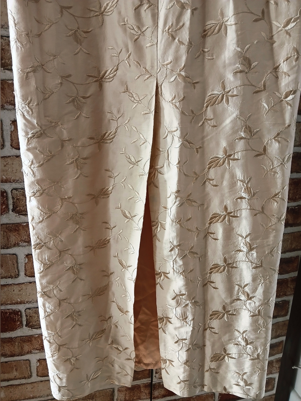 Vintage JESSICA MCCLINTOCK Long SILK Embroidered Floral Slit SKIRT Womens Size S - Picture 12 of 12